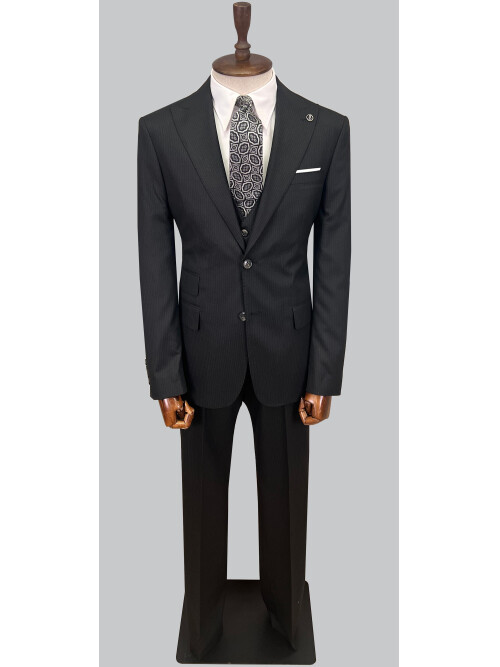 SUIT SARTORIA ÇİZGİLİ SİYAH YELEKLİ TAKIM ELBİSE 2895