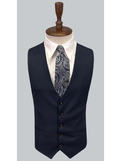 SUIT SARTORIA ÇİZGİLİ LACİVERT YELEKLİ TAKIM ELBİSE 2895