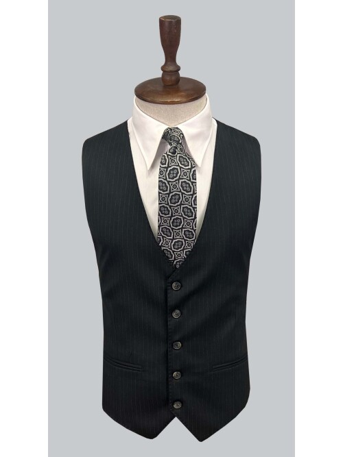 SUIT SARTORIA ÇİZGİLİ SİYAH YELEKLİ TAKIM ELBİSE 2895