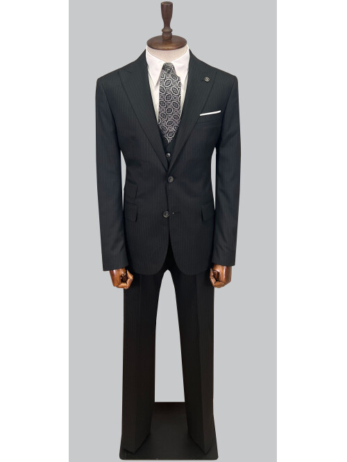 SUIT SARTORIA ÇİZGİLİ SİYAH YELEKLİ TAKIM ELBİSE 2895