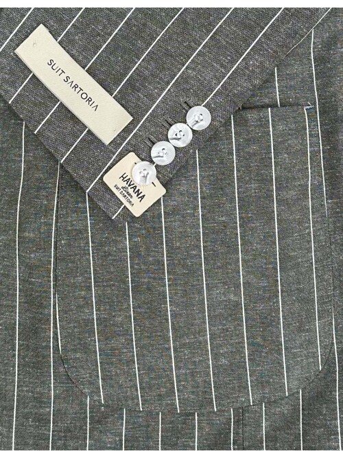 SUIT SARTORIA ÇİZGİLİ YEŞİL KETEN TAKIM 2000/72