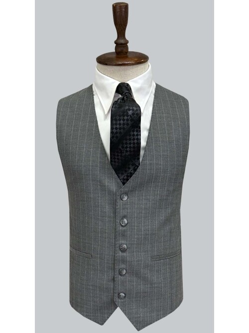 SUIT SARTORIA GRİ ÇİZGİLİ YELEKLİ TAKIM 2000/69