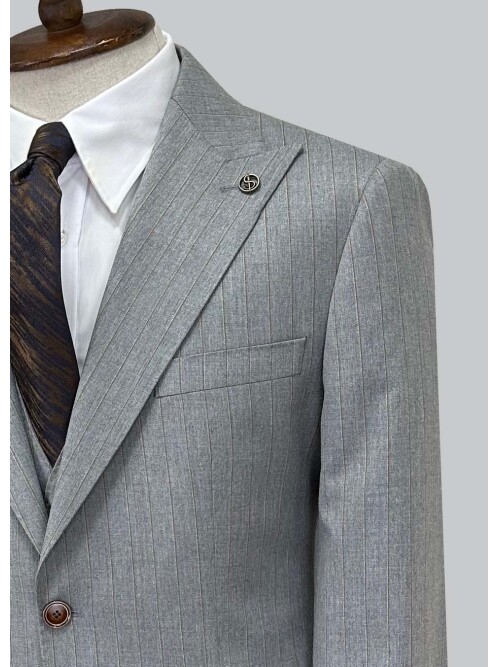 SUIT SARTORIA GRİ ÇİZGİLİ YELEKLİ TAKIM ELBİSE 2000/48