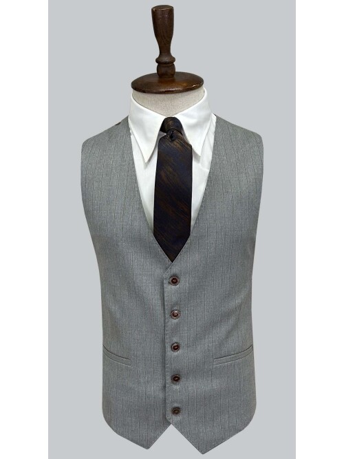 SUIT SARTORIA GRİ ÇİZGİLİ YELEKLİ TAKIM ELBİSE 2000/48