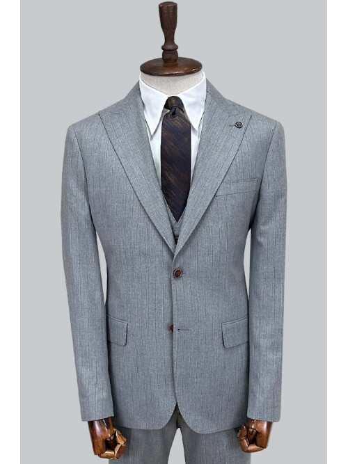 SUIT SARTORIA GRİ ÇİZGİLİ YELEKLİ TAKIM ELBİSE 2000/48