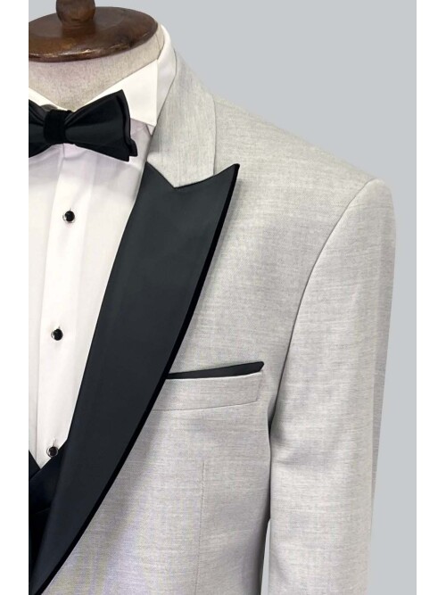 SUIT SARTORIA REMOVABLE LAPEL GREY BIG SIZES TUXEDO 5539