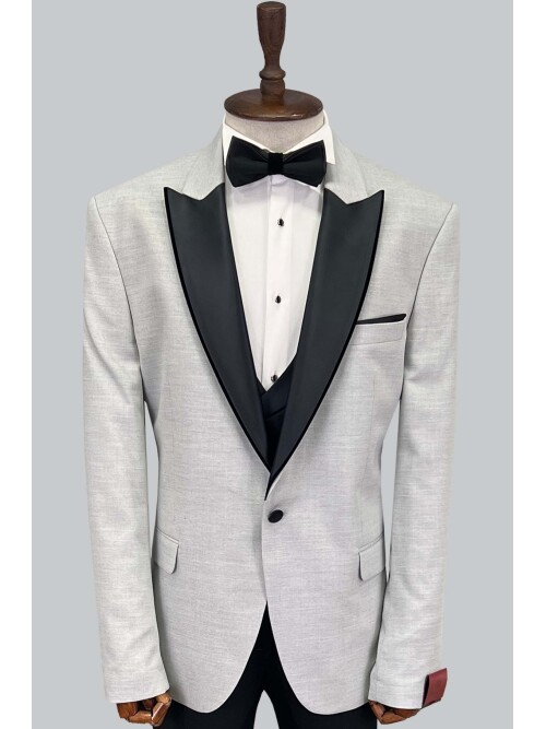 SUIT SARTORIA REMOVABLE LAPEL GREY BIG SIZES TUXEDO 5539