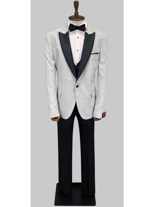 SUIT SARTORIA REMOVABLE LAPEL GREY BIG SIZES TUXEDO 5539