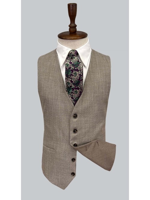 SUIT SARTORIA BROWN SUIT WITH DOUBLE FACED VEST 2917