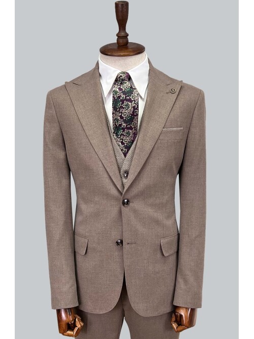 SUIT SARTORIA BROWN SUIT WITH DOUBLE FACED VEST 2917