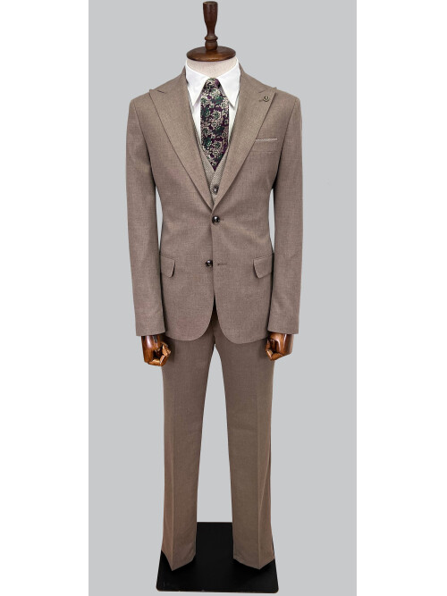 SUIT SARTORIA BROWN SUIT WITH DOUBLE FACED VEST 2917