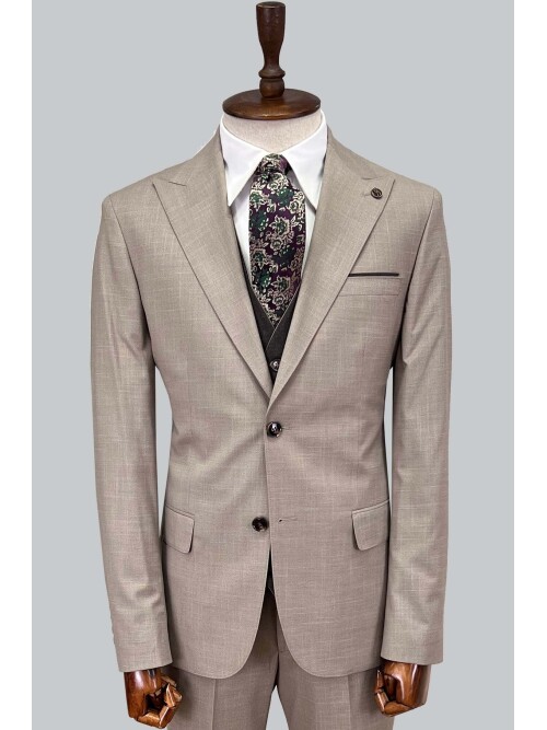 SUIT SARTORIA BEJ ÇİFT YÖNLÜ YELEKLİ TAKIM ELBİSE 2917