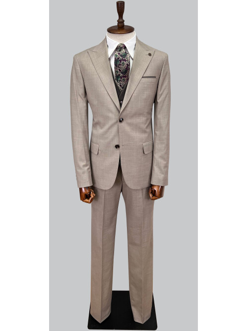 SUIT SARTORIA BEJ ÇİFT YÖNLÜ YELEKLİ TAKIM ELBİSE 2917