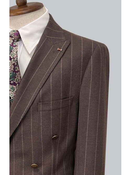 SUIT SARTORIA KAHVERENGİ ÇİZGİLİ KRUVAZE TAKIM ELBİSE 2928