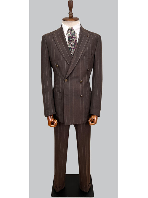 SUIT SARTORIA KAHVERENGİ ÇİZGİLİ KRUVAZE TAKIM ELBİSE 2928