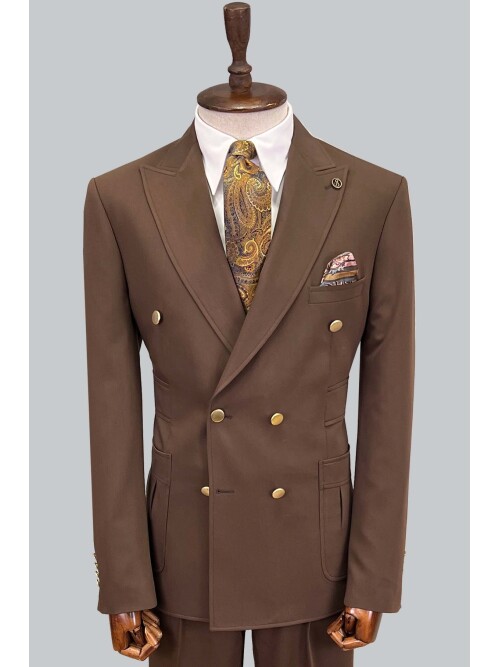 SUIT SARTORIA BROWN DOUBLE BREASTED SUIT 2802