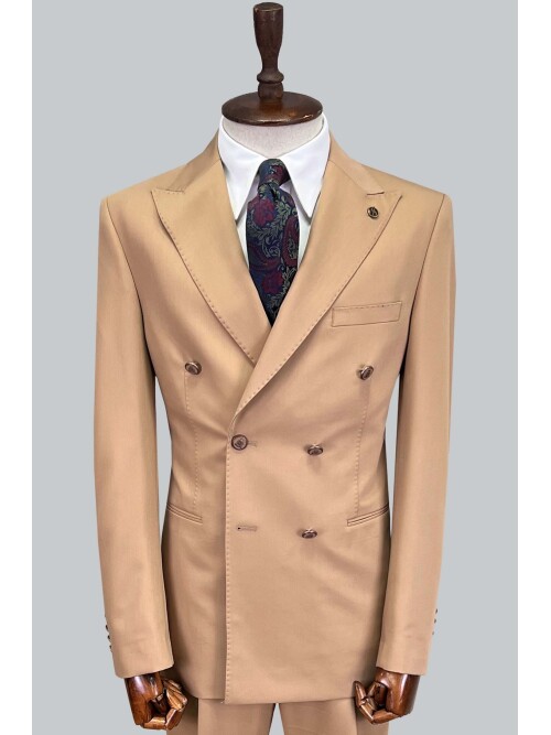 SUIT SARTORIA LIGHT BROWN DOUBLE BREASTED SUIT 2826