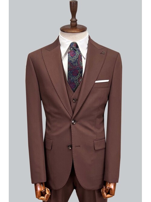 SUIT SARTORIA KAHVERENGİ YELEKLİ TAKIM ELBİSE 2956