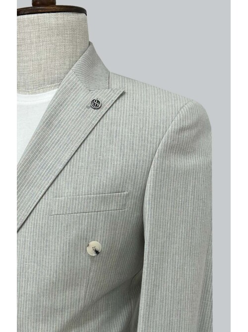 SUIT SARTORIA KETEN ÇİZGİLİ KRUVAZE TAKIM 2131