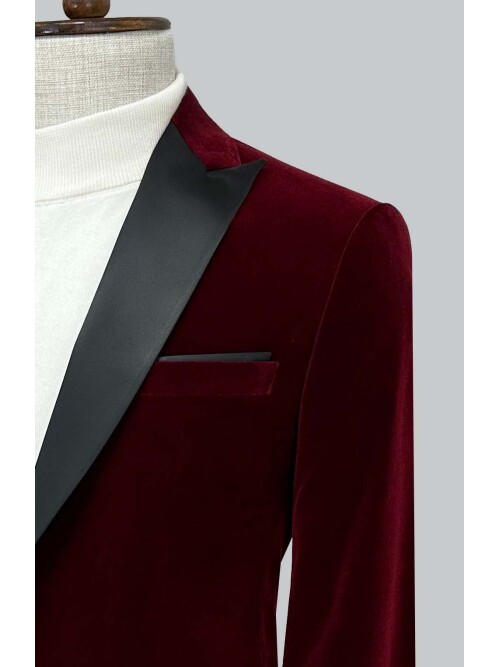 SUIT SARTORIA BURGUNDY VELVET BLAZER 4584