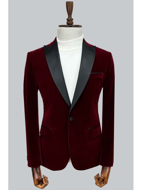 SUIT SARTORIA BURGUNDY VELVET BLAZER 4584