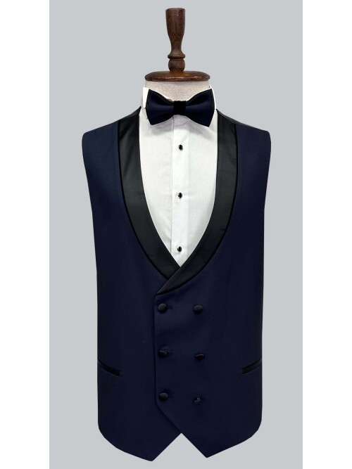 SUIT SARTORIA BIG SIZES REMOVABLE LAPEL NAVY BLUE TUXEDO 5539