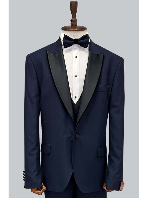 SUIT SARTORIA BIG SIZES REMOVABLE LAPEL BLACK TUXEDO 5539