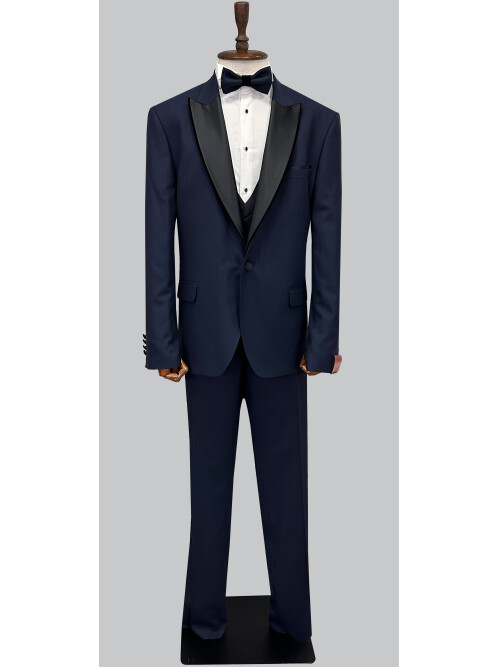 SUIT SARTORIA BIG SIZES REMOVABLE LAPEL BLACK TUXEDO 5539