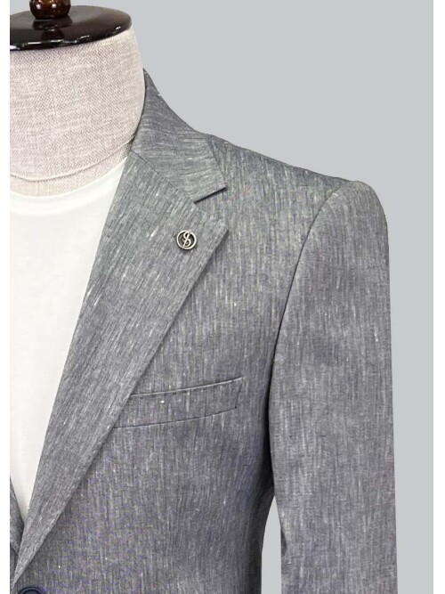 SUIT SARTORIA LINEN NAVY BLUE JACKET 4372