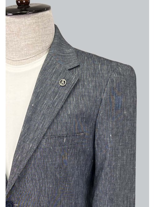 SUIT SARTORIA LINEN NAVY BLUE JACKET 4372