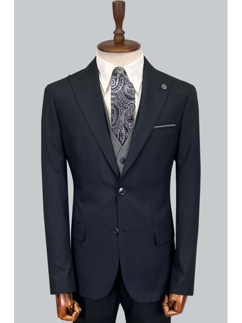 SUIT SARTORIA NAVY BLUE SUIT WITH DOUBLE FACED VEST 2917