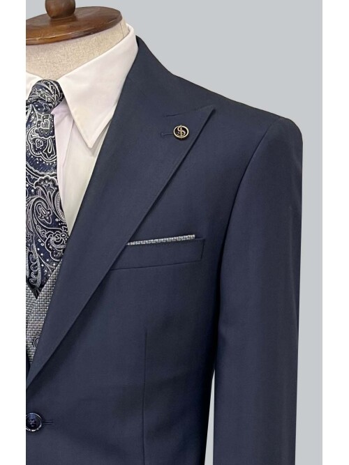 SUIT SARTORIA NAVY BLUE SUIT WITH DOUBLE FACED VEST 2917