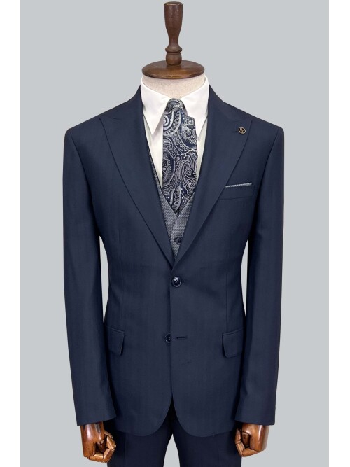 SUIT SARTORIA NAVY BLUE SUIT WITH DOUBLE FACED VEST 2917