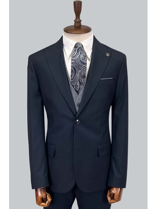 SUIT SARTORIA NAVY BLUE SUIT WITH DOUBLE FACED VEST 2917