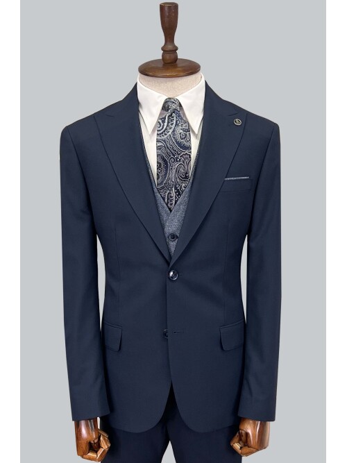 SUIT SARTORIA NAVY BLUE SUIT WITH DOUBLE FACED VEST 2917