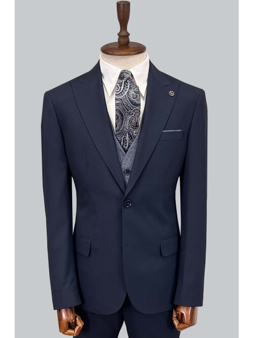 SUIT SARTORIA NAVY BLUE SUIT WITH DOUBLE FACED VEST 2917