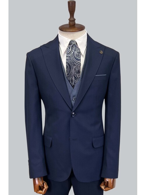 SUIT SARTORIA NAVY BLUE SUIT WITH DOUBLE FACED VEST 2917