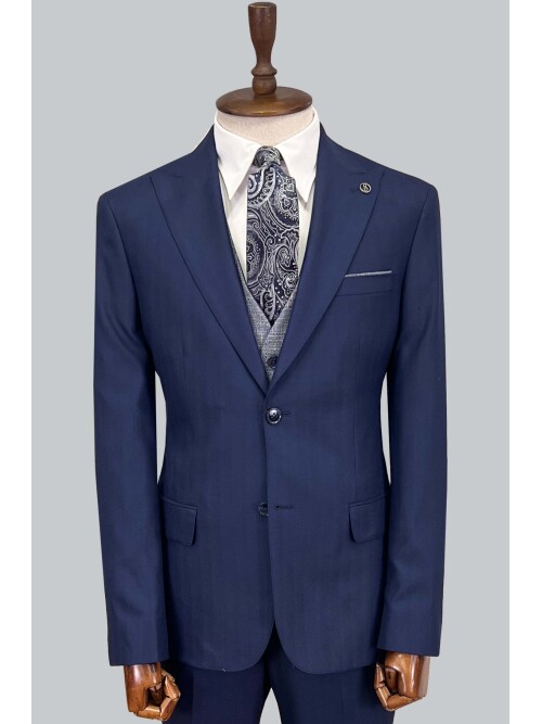 SUIT SARTORIA NAVY BLUE SUIT WITH DOUBLE FACED VEST 2917