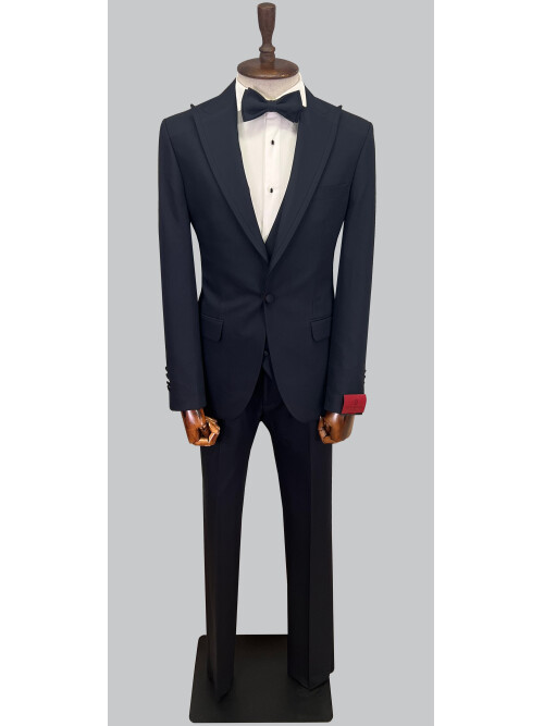 SUIT SARTORIA LACİVERT ÇIKMA SİVRİ YAKA DAMATLIK 5641