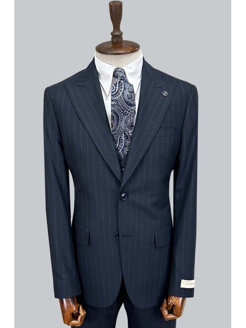 SUIT SARTORIA LACİVERT ÇİZGİLİ YELEKLİ TAKIM 2000/69