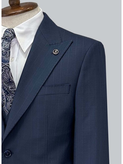 SUIT SARTORIA LACİVERT ÇİZGİLİ YELEKLİ TAKIM 2000/69