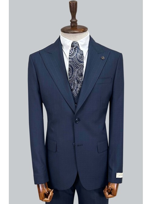 SUIT SARTORIA LACİVERT ÇİZGİLİ YELEKLİ TAKIM 2000/69