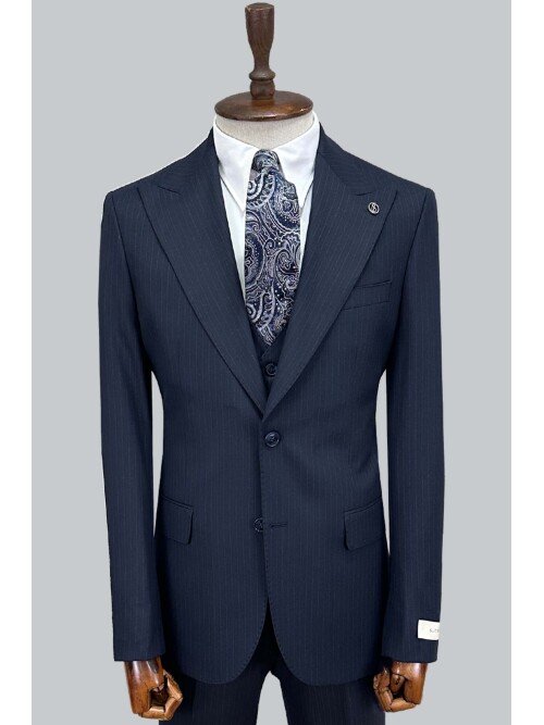 SUIT SARTORIA LACİVERT ÇİZGİLİ YELEKLİ TAKIM 2000/69