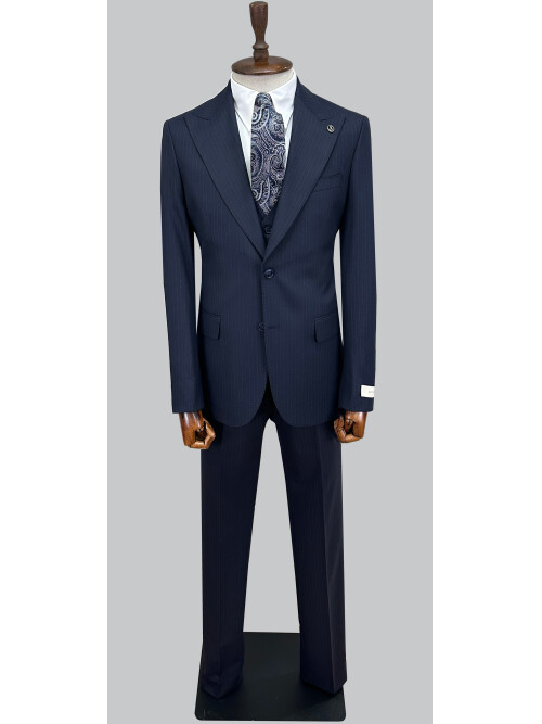 SUIT SARTORIA LACİVERT ÇİZGİLİ YELEKLİ TAKIM 2000/69