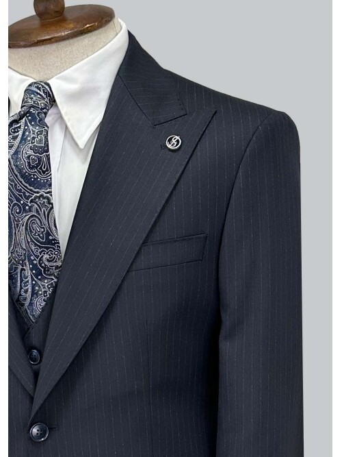 SUIT SARTORIA LACİVERT ÇİZGİLİ YELEKLİ TAKIM 2000/69