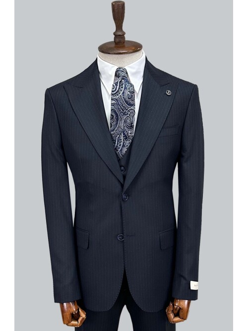 SUIT SARTORIA LACİVERT ÇİZGİLİ YELEKLİ TAKIM 2000/69