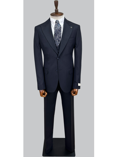 SUIT SARTORIA LACİVERT ÇİZGİLİ YELEKLİ TAKIM 2000/69