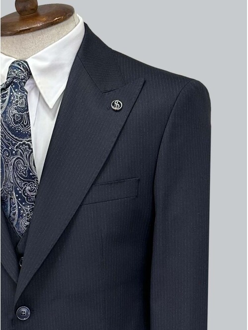 SUIT SARTORIA LACİVERT ÇİZGİLİ YELEKLİ TAKIM 2000/69