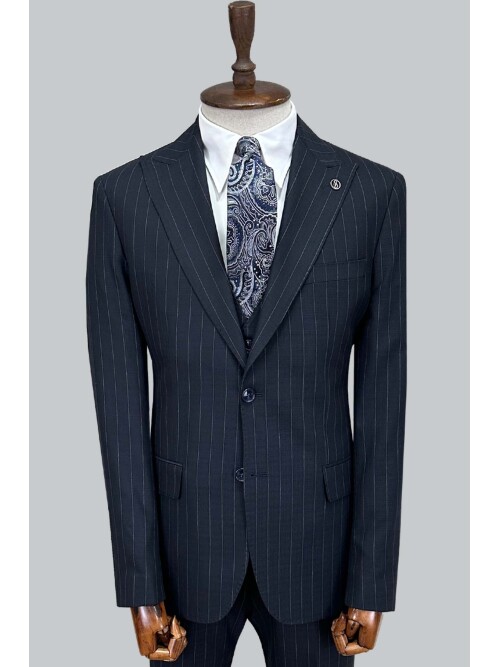 SUIT SARTORIA LACİVERT ÇİZGİLİ YELEKLİ TAKIM ELBİSE 2000/48