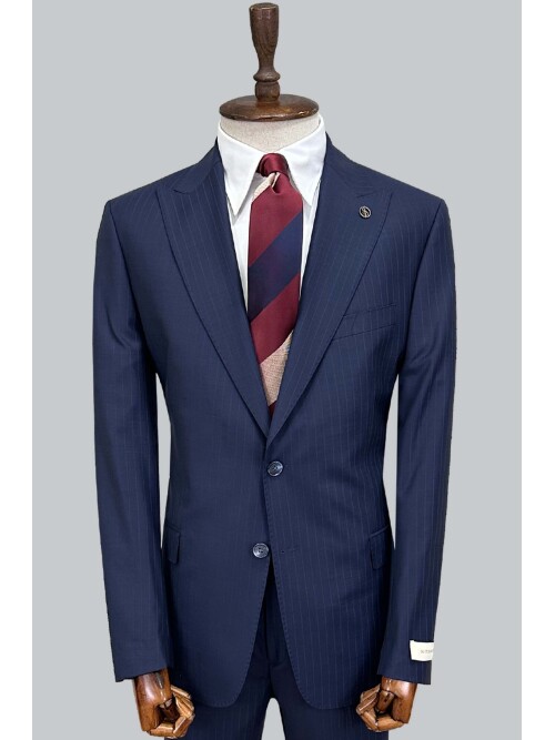 SUIT SARTORIA LACİVERT ÇİZGİLİ YÜNLÜ TAKIM ELBİSE 2000/37